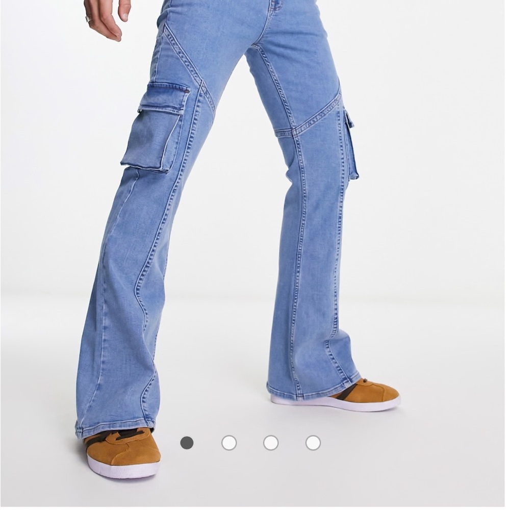 ASOS design, men  Blue Cargo Flare Jeans, size 38